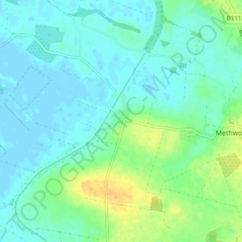 Methwold Hythe地形图、海拔、地势