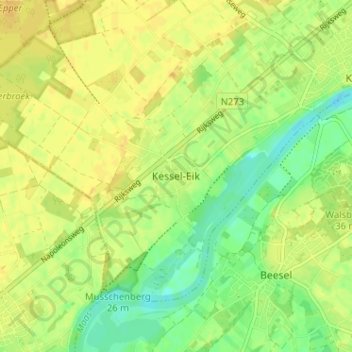Kessel-Eik地形图、海拔、地势