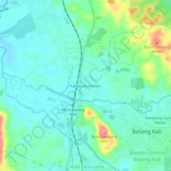Kampung Stesyen地形图、海拔、地势