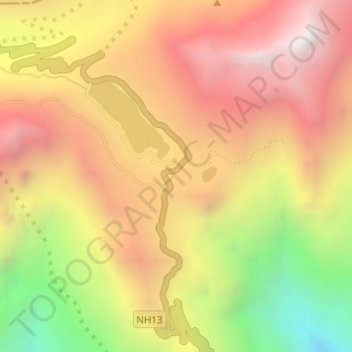 色拉山口地形图、海拔、地势