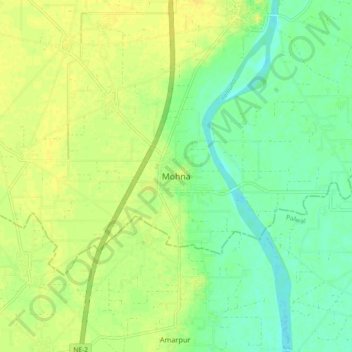Mohna地形图、海拔、地势