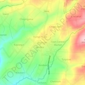 Keringet地形图、海拔、地势