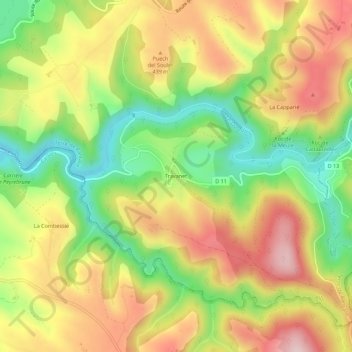 Travanet地形图、海拔、地势