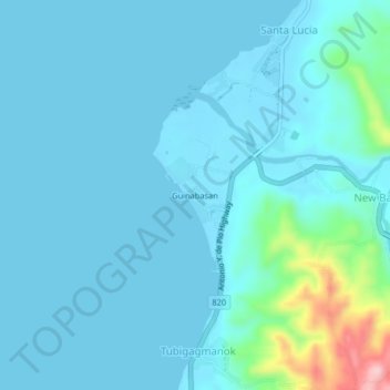 Guinabasan地形图、海拔、地势