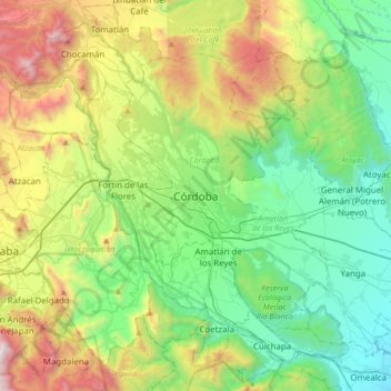 Córdoba地形图、海拔、地势