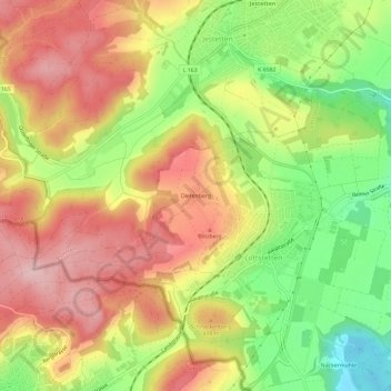 Dietenberg地形图、海拔、地势