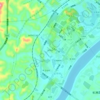 大平村地形图、海拔、地势