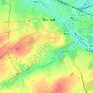 Cité du Maroc地形图、海拔、地势