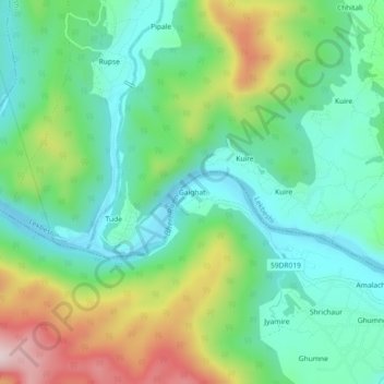 Gaighat地形图、海拔、地势