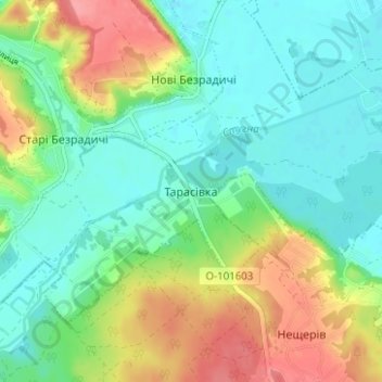 Тарасовка地形图、海拔、地势