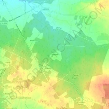 Candelon地形图、海拔、地势