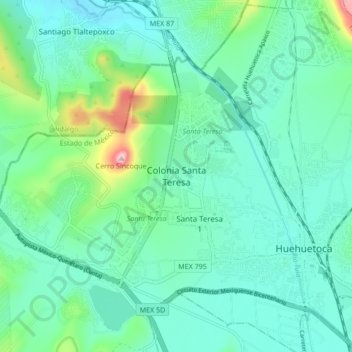 Colonia Santa Teresa地形图、海拔、地势