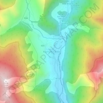 Ribera de Cardós地形图、海拔、地势