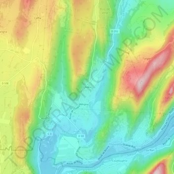 Chaléa地形图、海拔、地势