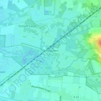Dreihausen地形图、海拔、地势