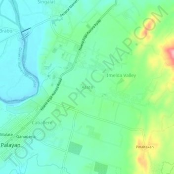 Atate地形图、海拔、地势