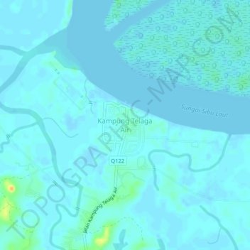Kampung Telaga Air地形图、海拔、地势