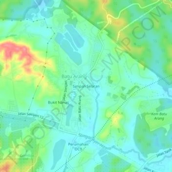 Simpah Selatan地形图、海拔、地势