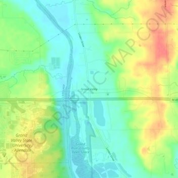 Grand Valley地形图、海拔、地势