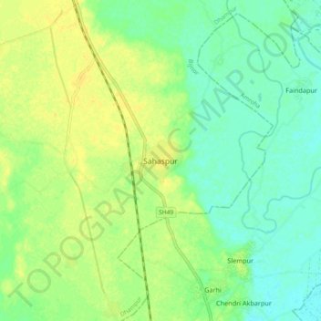 Sahaspur地形图、海拔、地势