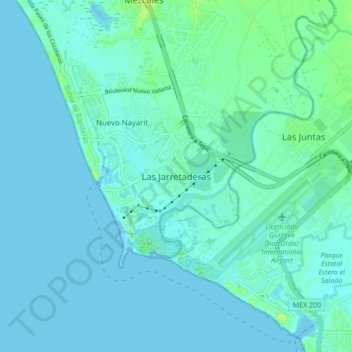 Las Jarretaderas地形图、海拔、地势