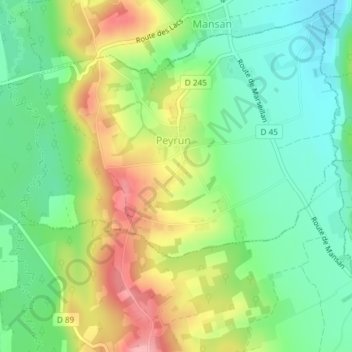 Mazeroles地形图、海拔、地势