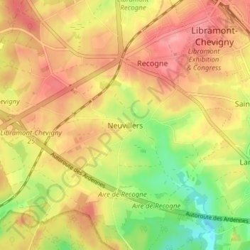 Neuvillers地形图、海拔、地势