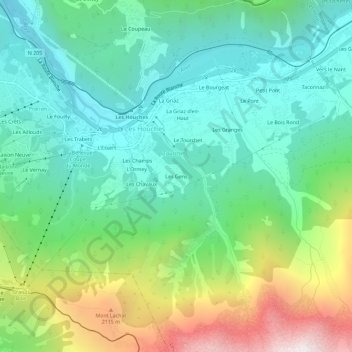 Les Gens地形图、海拔、地势