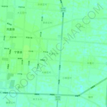 焦家庄村地形图、海拔、地势