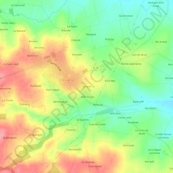 Kerlann地形图、海拔、地势