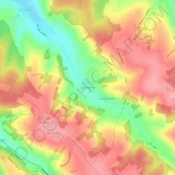 Les Vallées地形图、海拔、地势