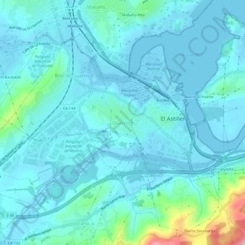 Guarnizo地形图、海拔、地势