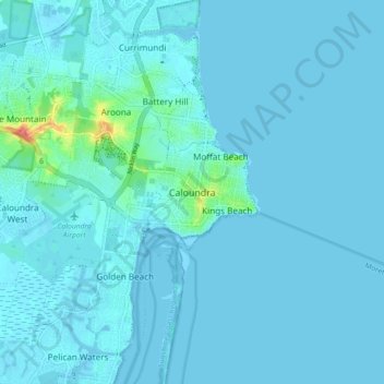 Caloundra地形图、海拔、地势