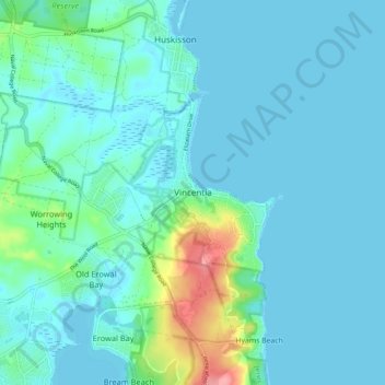 Vincentia地形图、海拔、地势