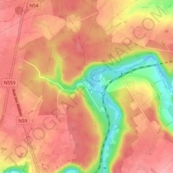 Hourpes地形图、海拔、地势