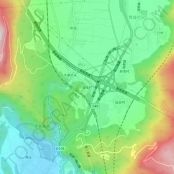 高仕村地形图、海拔、地势