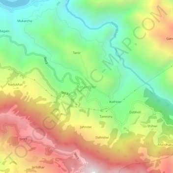 Basantpur地形图、海拔、地势