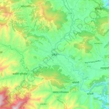 Paunauti地形图、海拔、地势