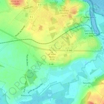 Le Mont Blanc地形图、海拔、地势