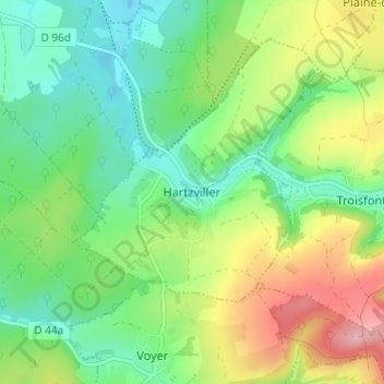 Hartzviller地形图、海拔、地势