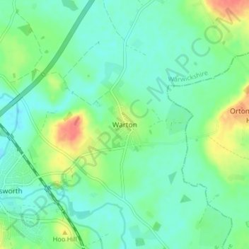 Warton地形图、海拔、地势
