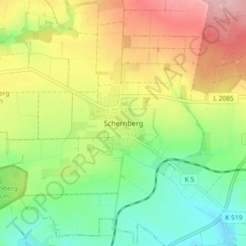 Schernberg地形图、海拔、地势