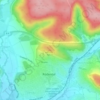 Mahnberg地形图、海拔、地势