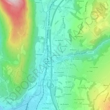 Les Couduriers地形图、海拔、地势