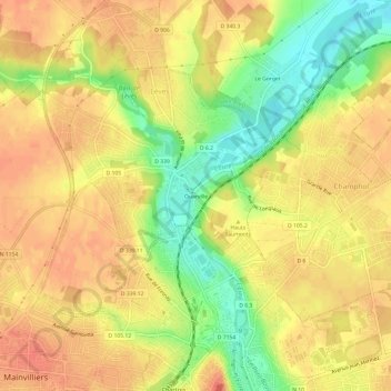 Ouarville地形图、海拔、地势