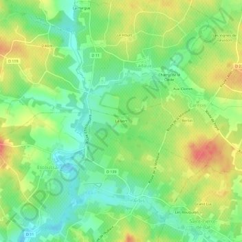 Le Vert地形图、海拔、地势