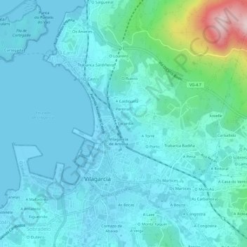 A Escardia地形图、海拔、地势