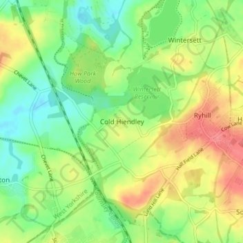 Cold Hiendley地形图、海拔、地势