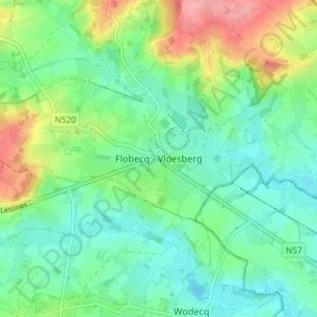 Flobecq地形图、海拔、地势