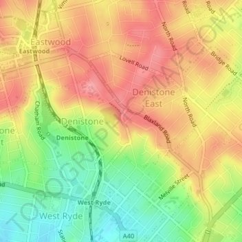 Terry Road Lookout地形图、海拔、地势